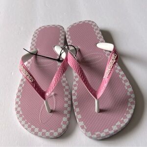 HAVAIANAS WOMENS CHECKMATE FLIP FLOPS PINK WHITE US SIZE 9/10 NWT